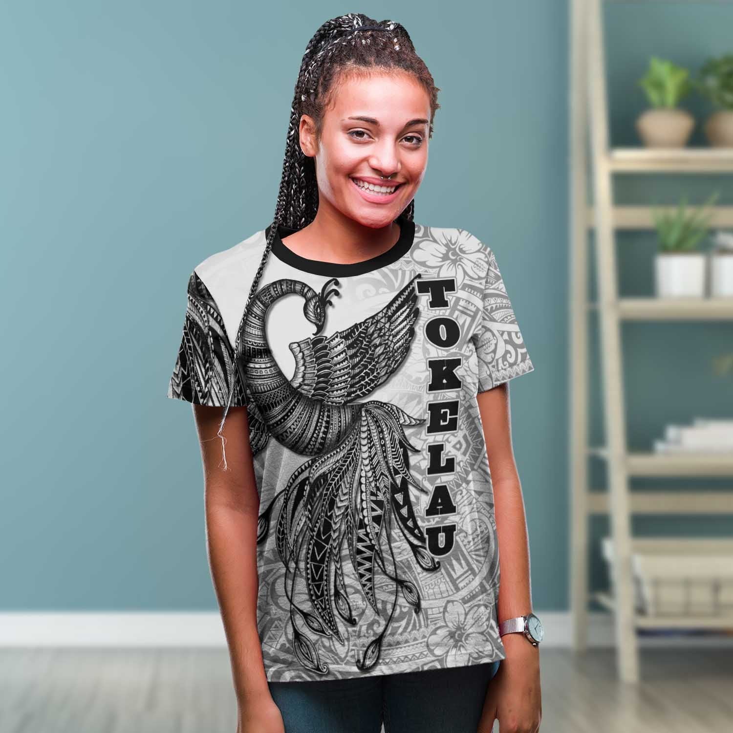 Tokelau T shirt - Polynesian Phoenix Bird, Fairytales Bird Black - Vibe Hoodie Shop
