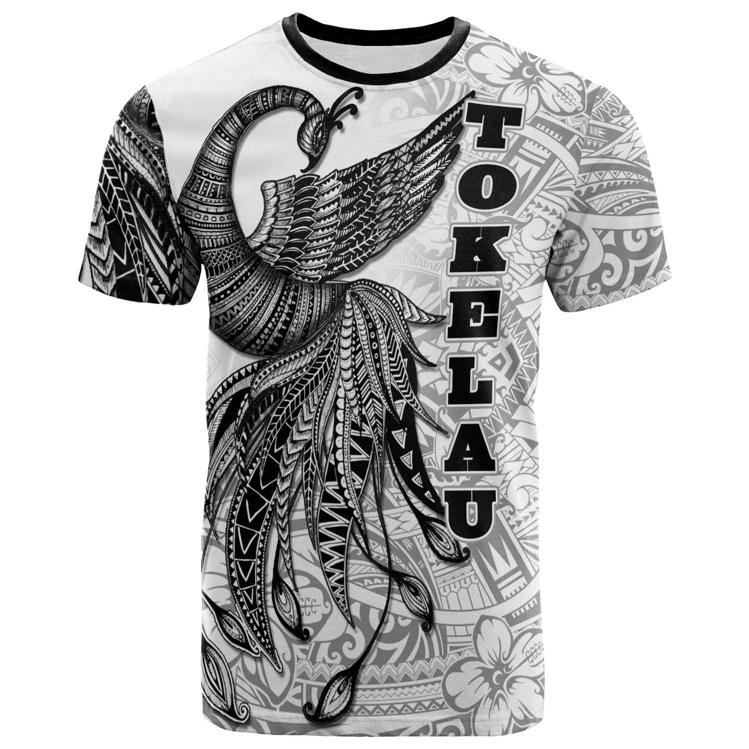 Tokelau T shirt - Polynesian Phoenix Bird, Fairytales Bird Black - Vibe Hoodie Shop