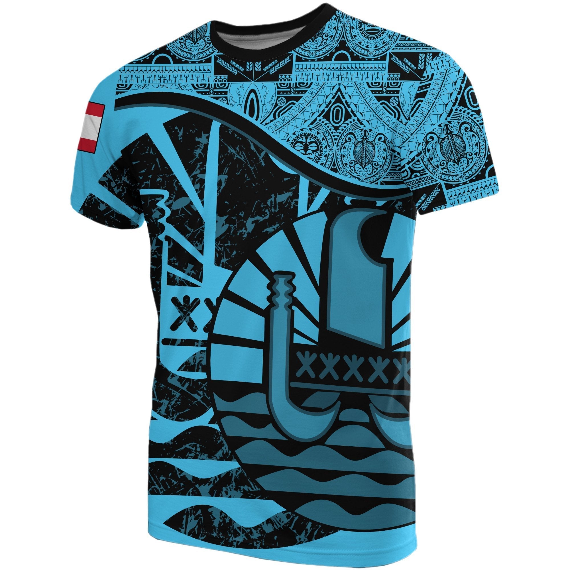 Tahiti Bleu Clair Coat Of Arms T shirts - Vibe Hoodie Shop