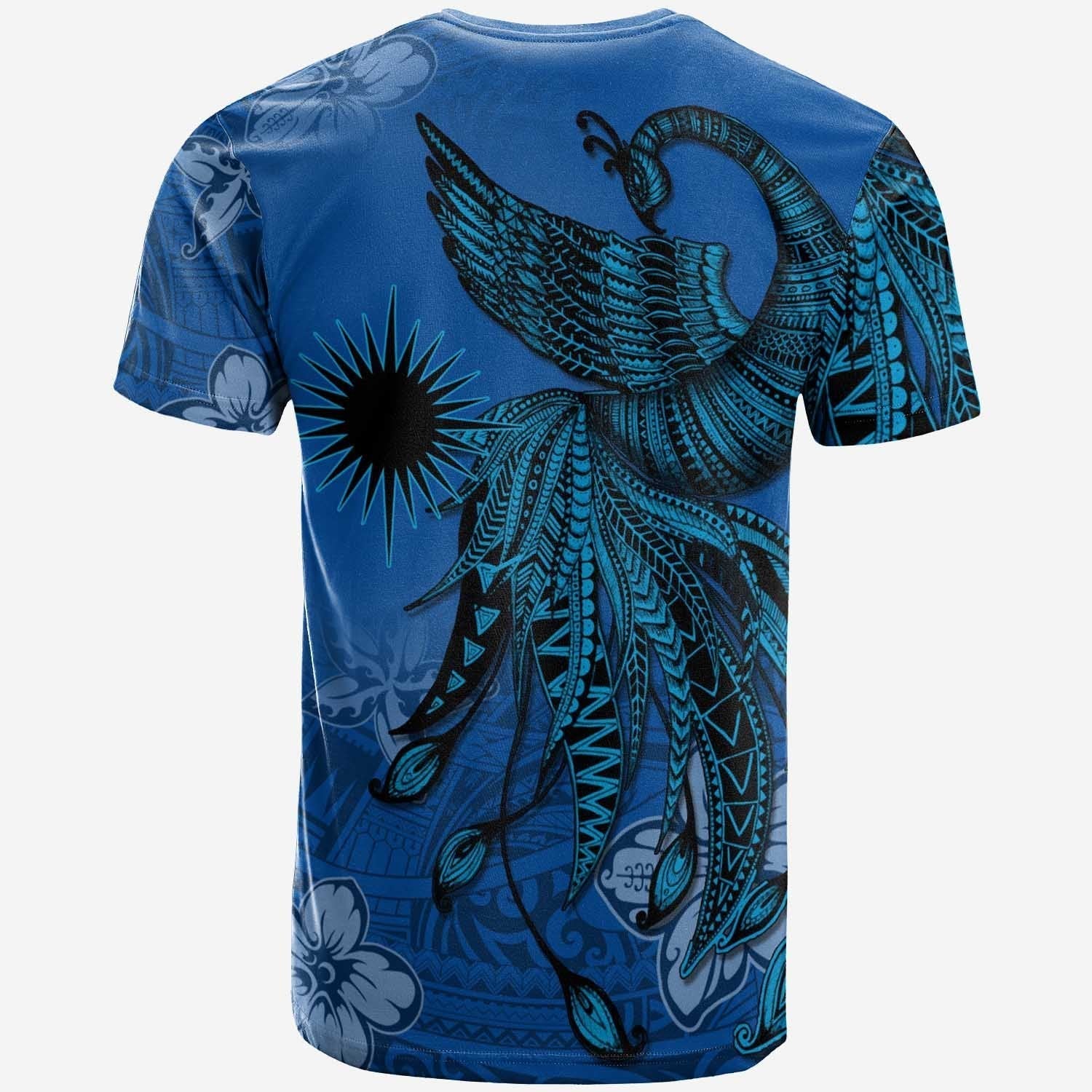 Marshall Islands Custom Personalised T shirt - Polynesian Phoenix Bird, Fairytales Bird Blue - Vibe Hoodie Shop