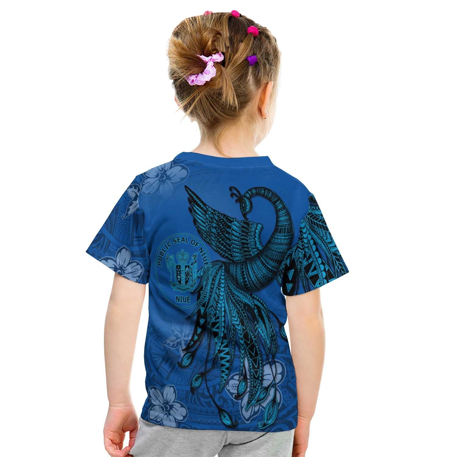 Niue Custom Personalised T shirt - Polynesian Phoenix Bird, Fairytales Bird Blue - Vibe Hoodie Shop