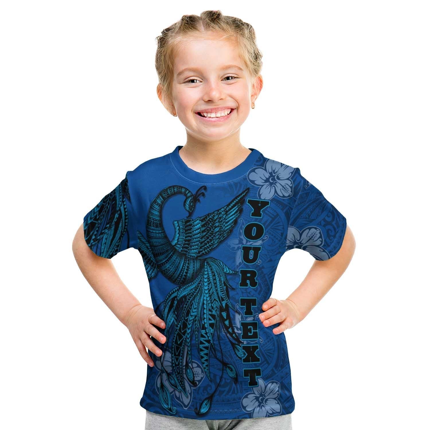 Tokelau Custom Personalised T shirt - Polynesian Phoenix Bird, Fairytales Bird Blue - Vibe Hoodie Shop