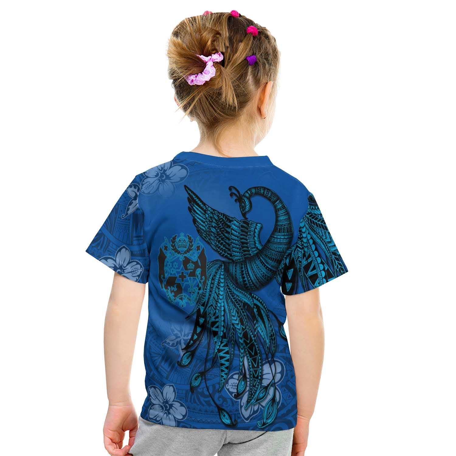 Tonga Custom Personalised T shirt - Polynesian Phoenix Bird, Fairytales Bird Blue - Vibe Hoodie Shop