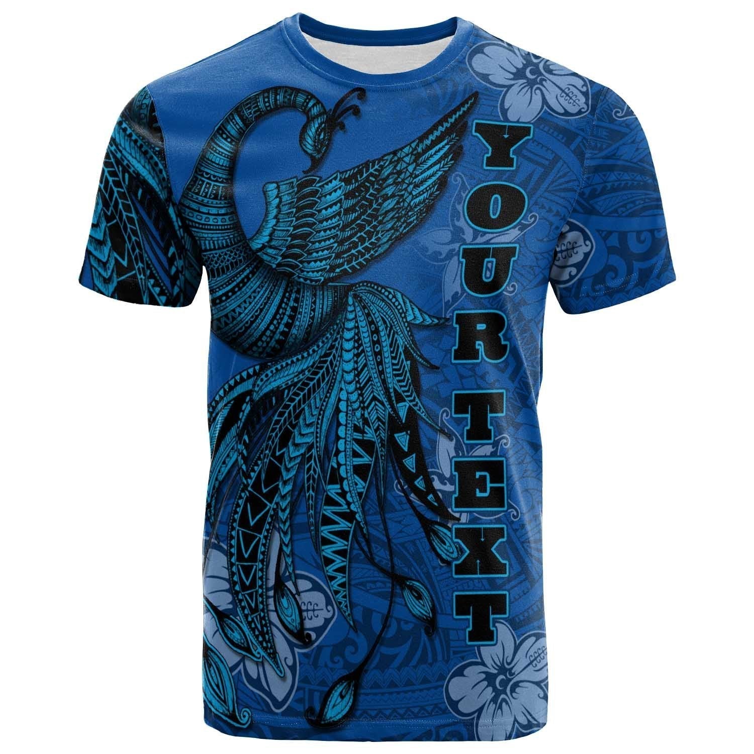 Tuvalu Custom Personalised T shirt - Polynesian Phoenix Bird, Fairytales Bird Blue - Vibe Hoodie Shop