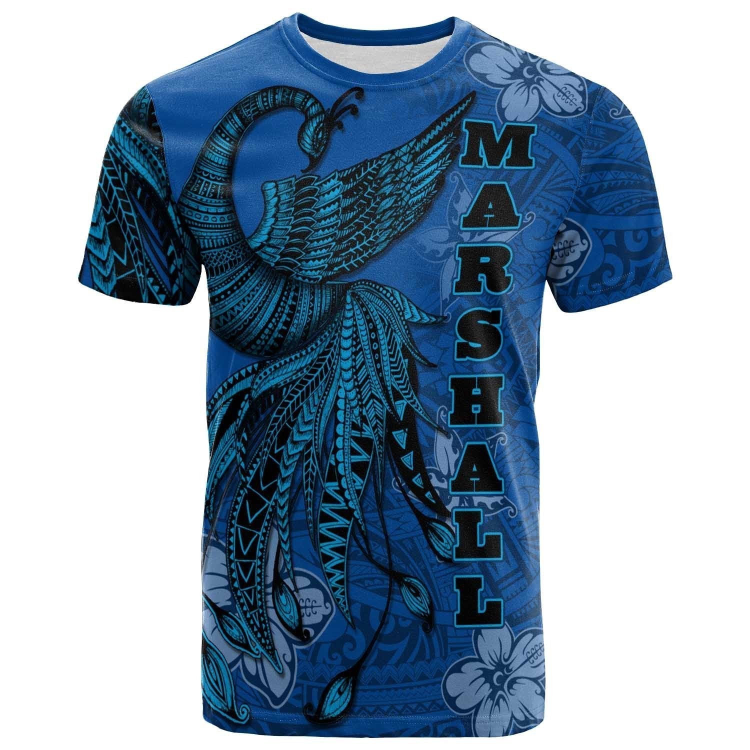 Marshall Islands T shirt - Polynesian Phoenix Bird, Fairytales Bird Blue - Vibe Hoodie Shop