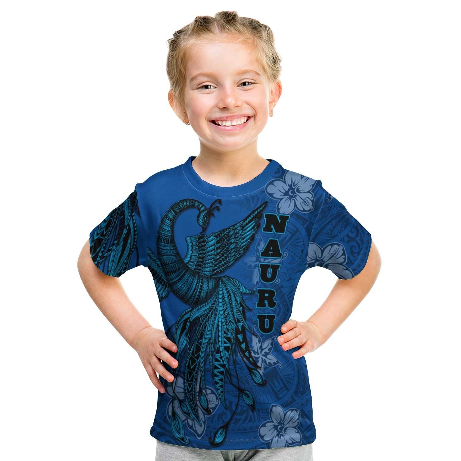 Nauru T shirt - Polynesian Phoenix Bird, Fairytales Bird Blue - Vibe Hoodie Shop