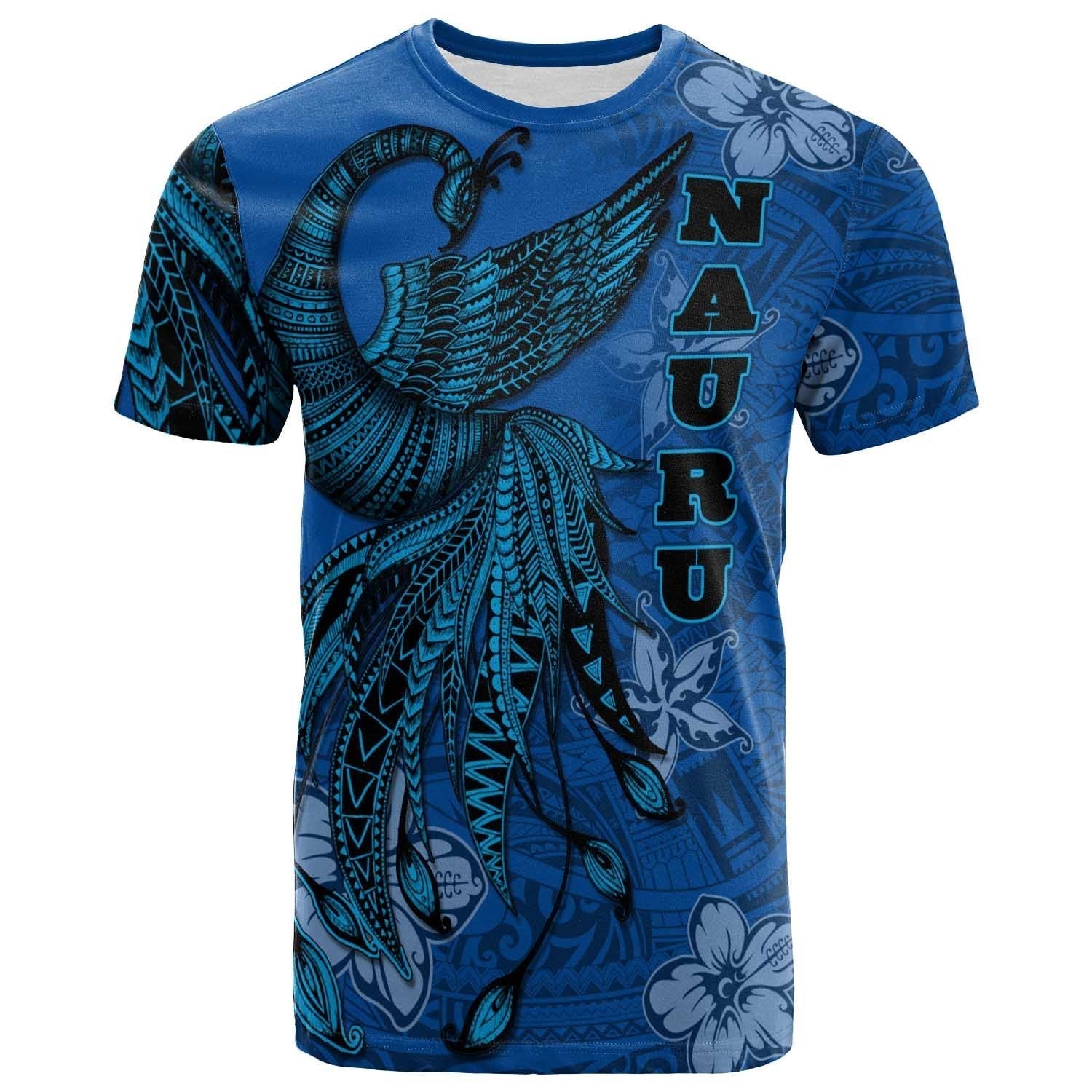 Nauru T shirt - Polynesian Phoenix Bird, Fairytales Bird Blue - Vibe Hoodie Shop