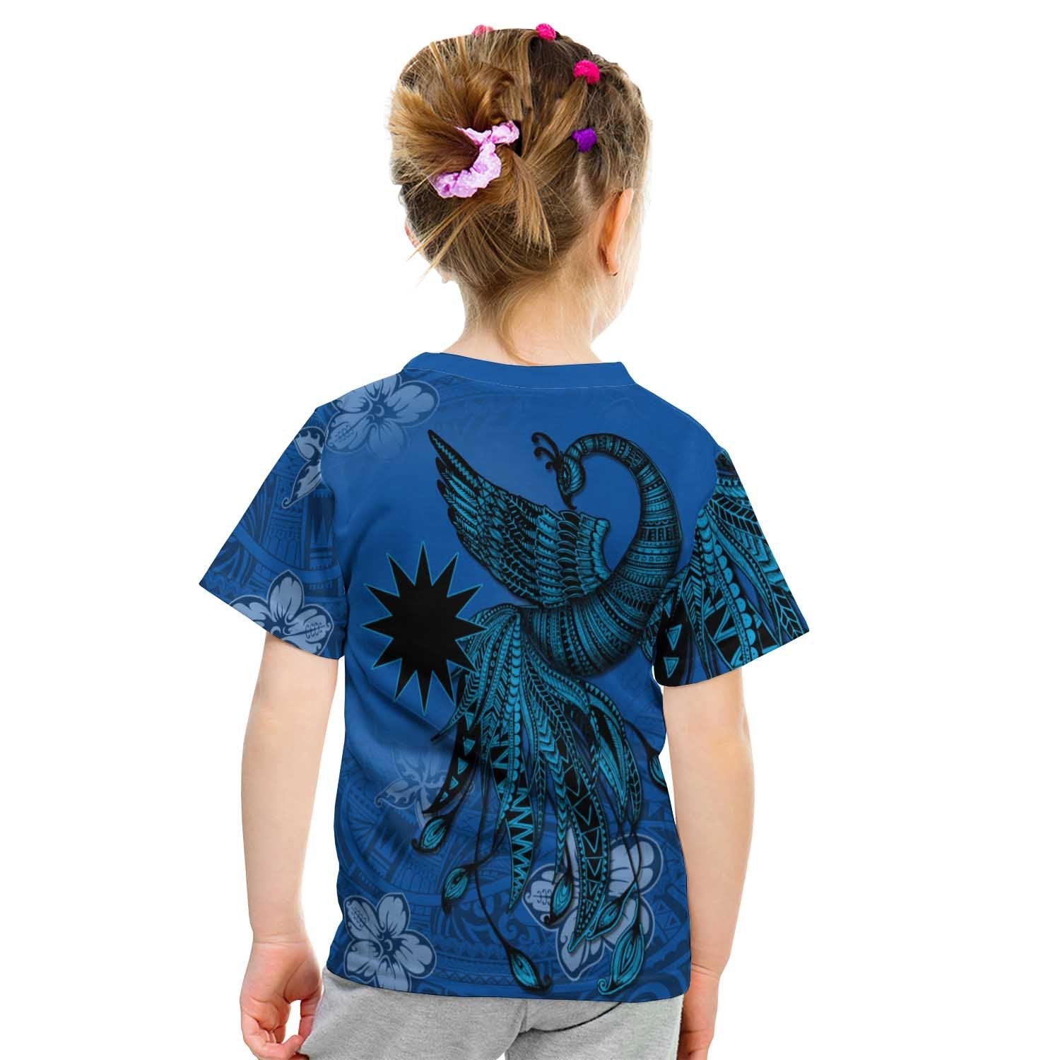 Nauru T shirt - Polynesian Phoenix Bird, Fairytales Bird Blue - Vibe Hoodie Shop