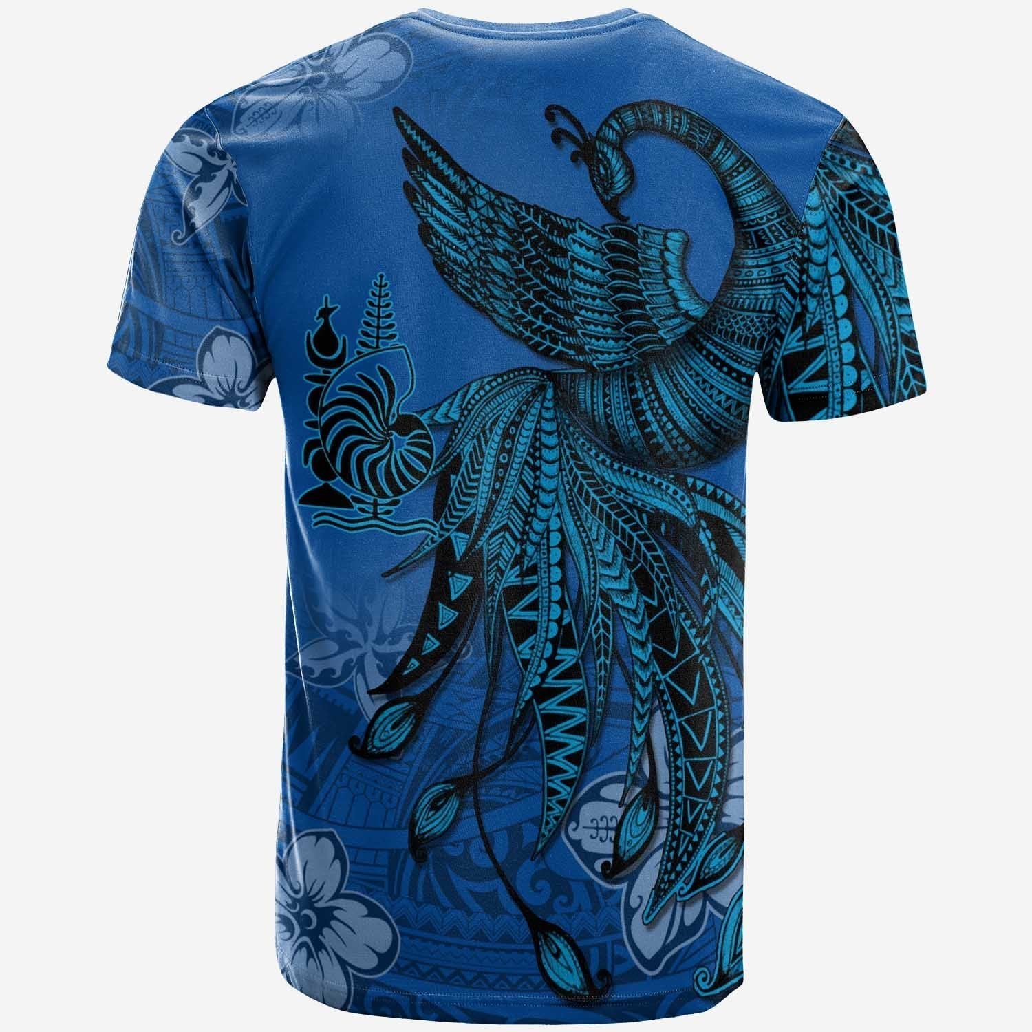New Caledonia T shirt - Polynesian Phoenix Bird, Fairytales Bird Blue - Vibe Hoodie Shop