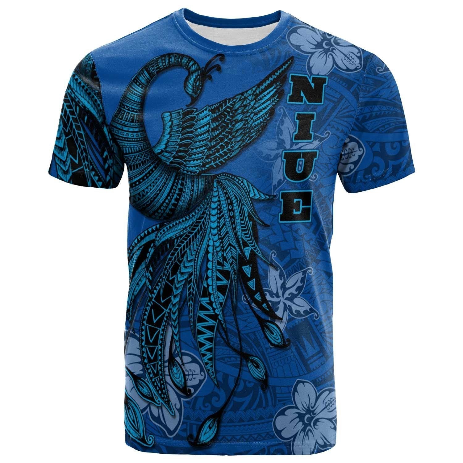 Niue T shirt - Polynesian Phoenix Bird, Fairytales Bird Blue - Vibe Hoodie Shop
