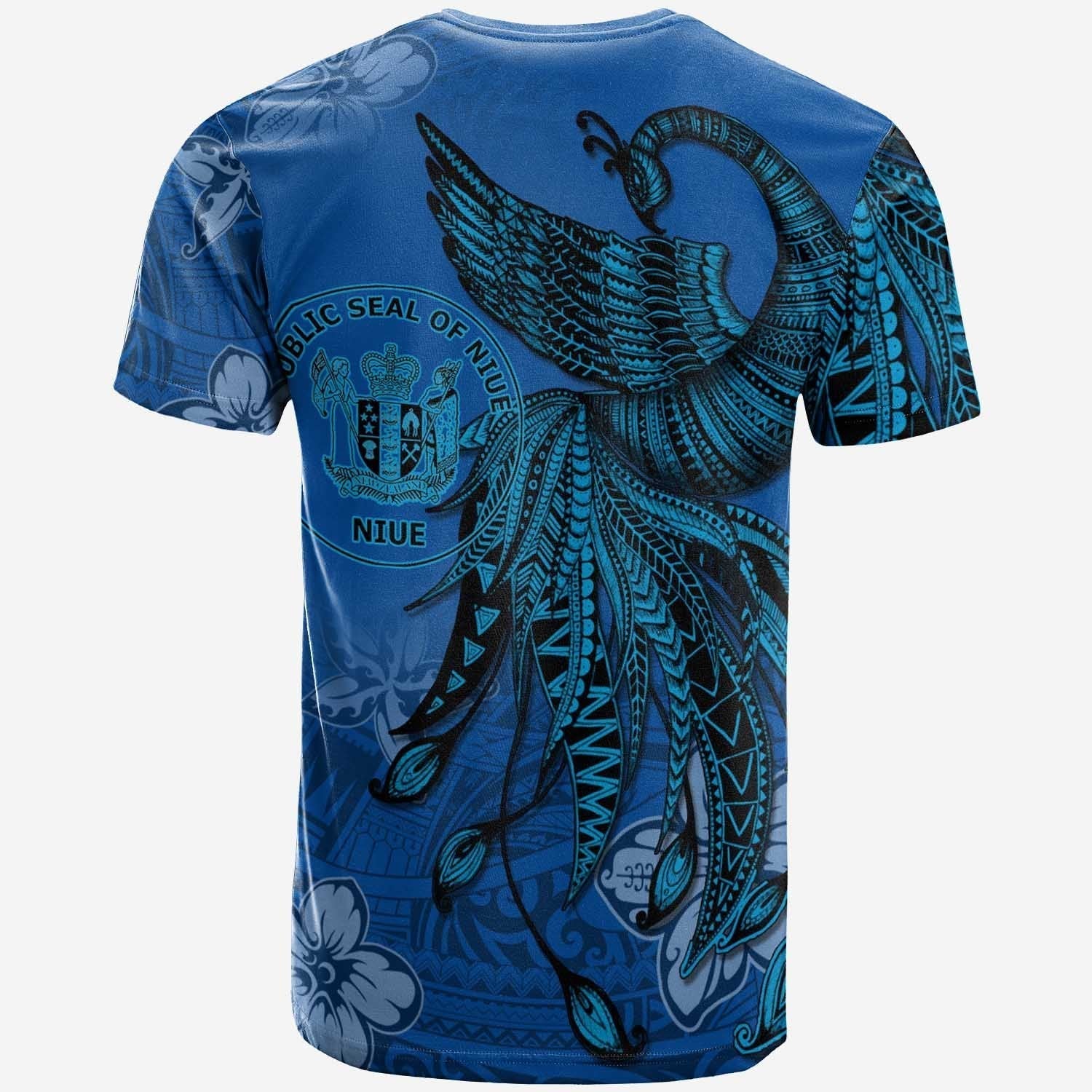 Niue T shirt - Polynesian Phoenix Bird, Fairytales Bird Blue - Vibe Hoodie Shop