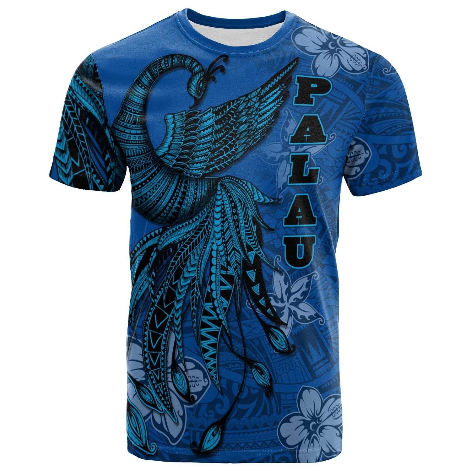 Palau T shirt - Polynesian Phoenix Bird, Fairytales Bird Blue - Vibe Hoodie Shop