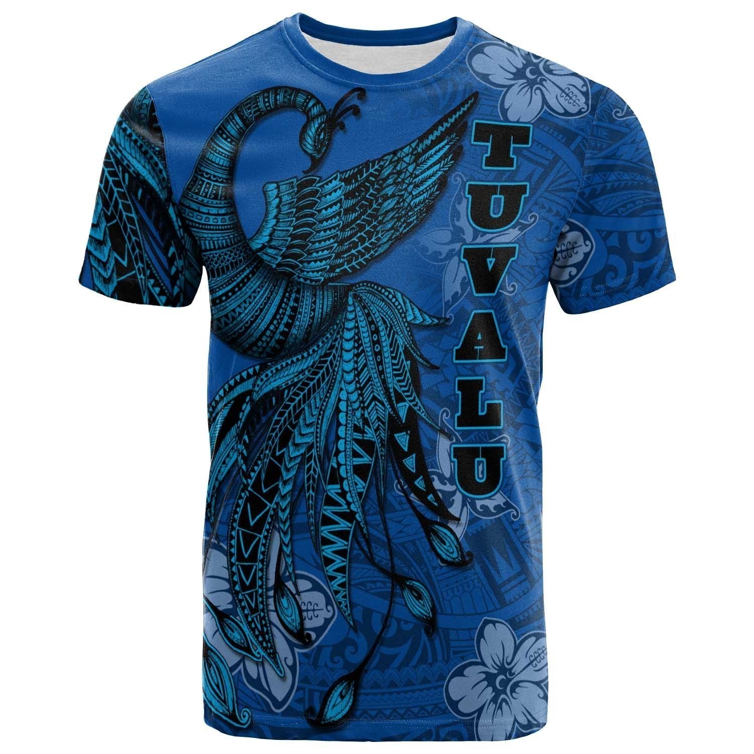 Tuvalu T shirt - Polynesian Phoenix Bird, Fairytales Bird Blue - Vibe Hoodie Shop