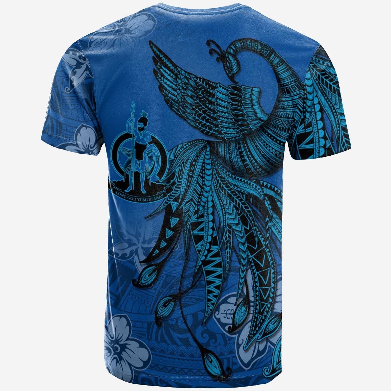 Vanuatu T shirt - Polynesian Phoenix Bird, Fairytales Bird Blue - Vibe Hoodie Shop