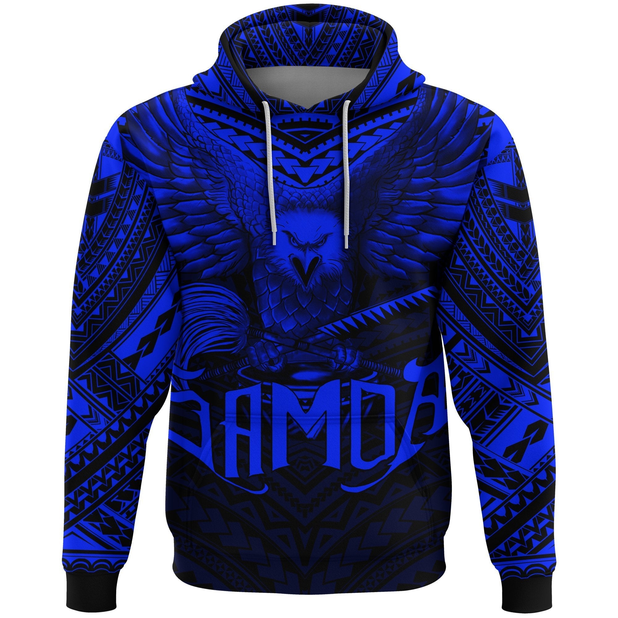 American Samoa Hoodie Eagle Tattoo Style Blue - Vibe Hoodie Shop