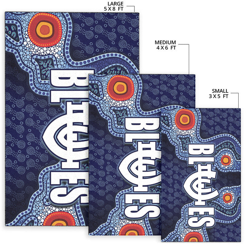 Carlton Blues Indigenous Aboriginal Style Area Rug - Vibe Hoodie Shop