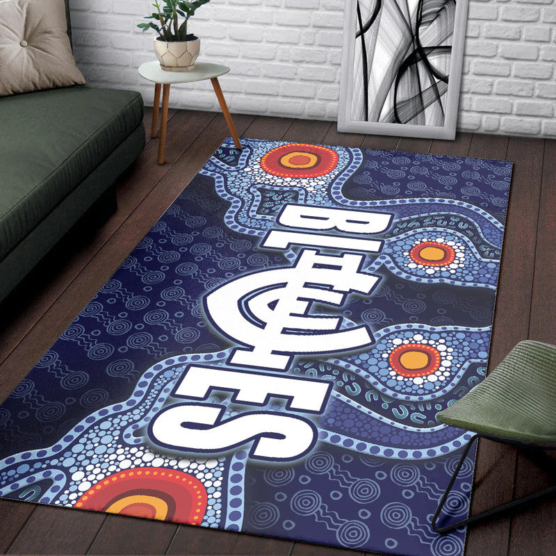 Carlton Blues Indigenous Aboriginal Style Area Rug - Vibe Hoodie Shop