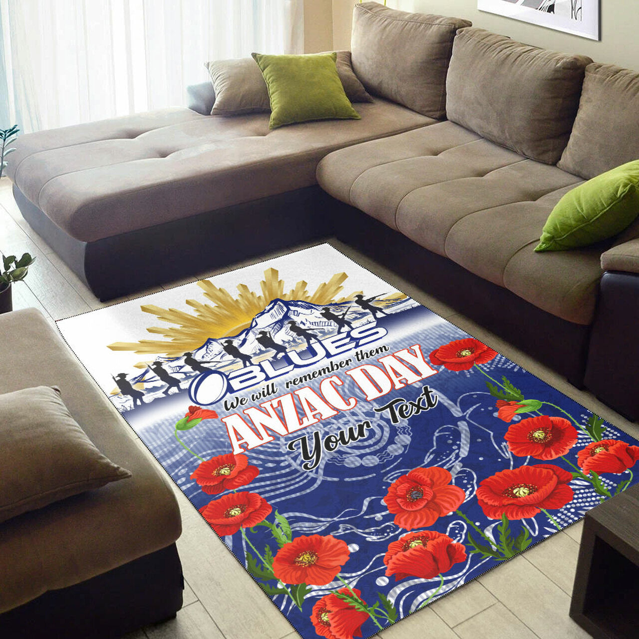 Blues Rugby Area Rug - Custom ANZAC Blues Rugby Mountain Style Area Rug LT10 - Vibe Hoodie Shop