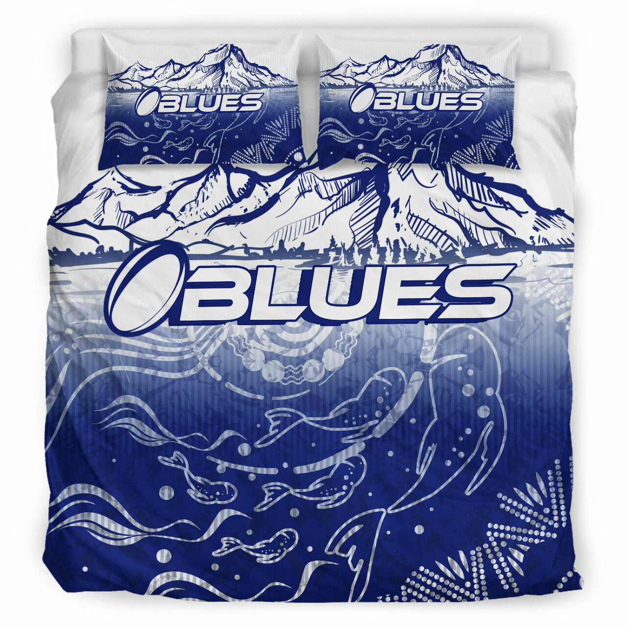 Blues Rugby Bedding Set - Custom Blues Rugby Mountain Style Bedding Set LT10 - Vibe Hoodie Shop