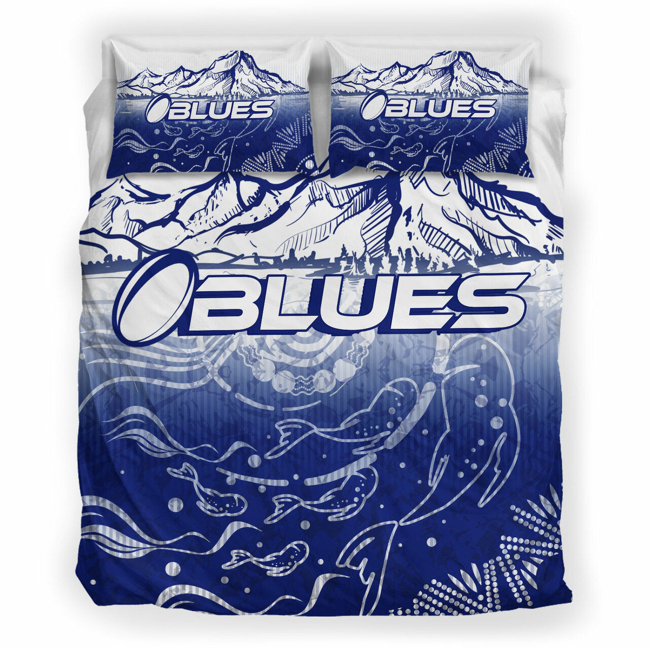 Blues Rugby Bedding Set - Custom Blues Rugby Mountain Style Bedding Set LT10 - Vibe Hoodie Shop