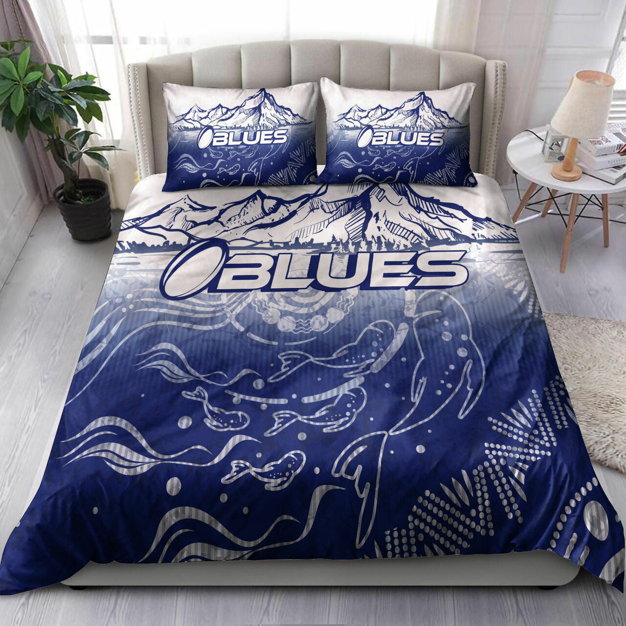 Blues Rugby Bedding Set - Custom Blues Rugby Mountain Style Bedding Set LT10 - Vibe Hoodie Shop
