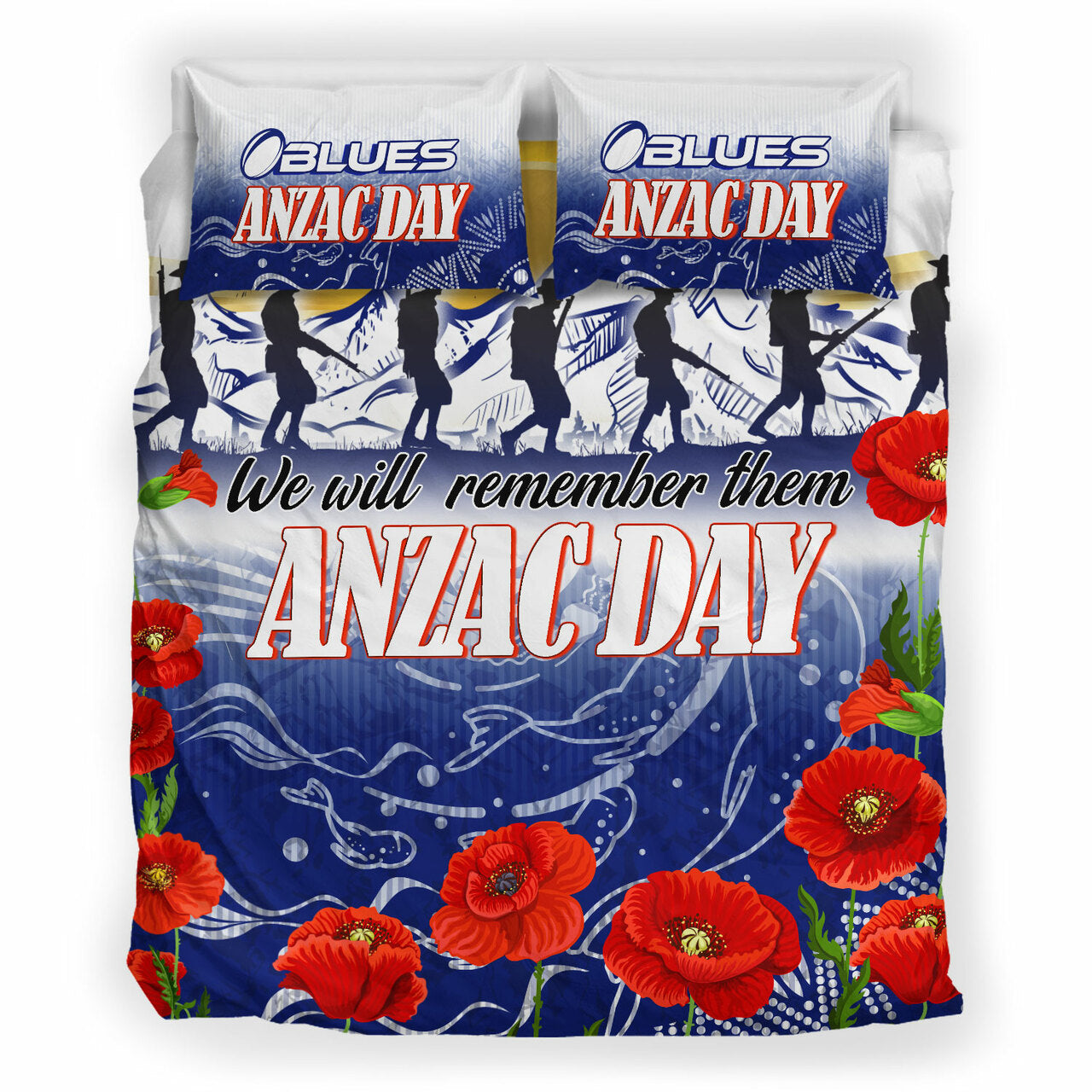 Blues Rugby Bedding Set - Custom ANZAC Blues Rugby Mountain Style Bedding Set LT10 - Vibe Hoodie Shop
