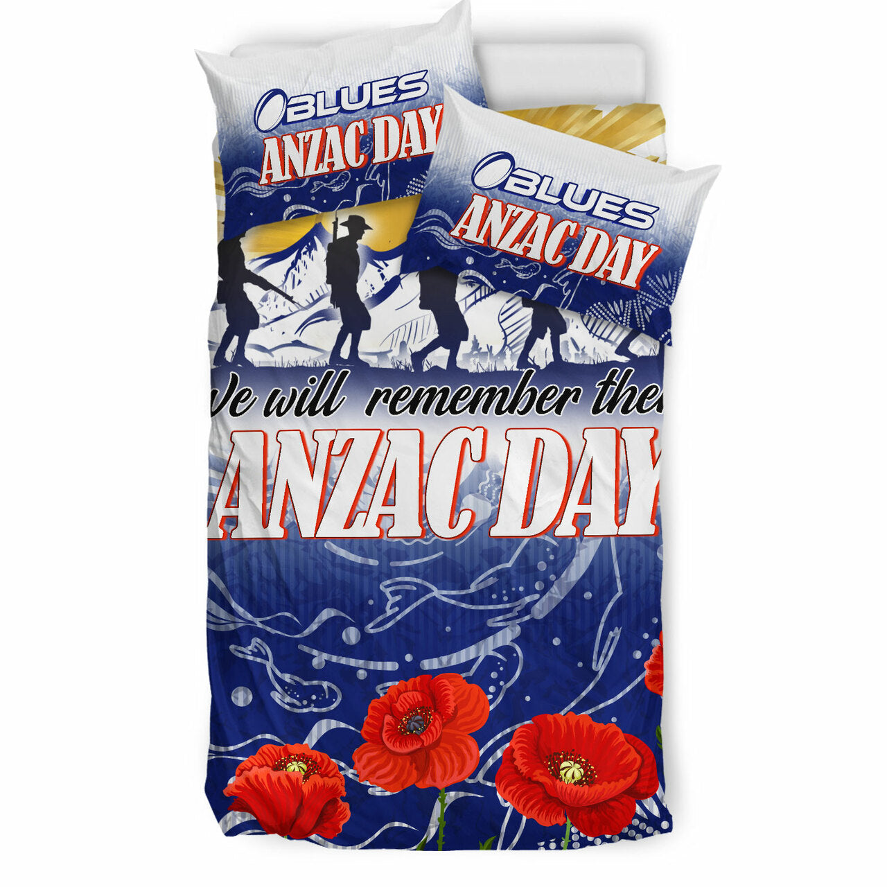 Blues Rugby Bedding Set - Custom ANZAC Blues Rugby Mountain Style Bedding Set LT10 - Vibe Hoodie Shop