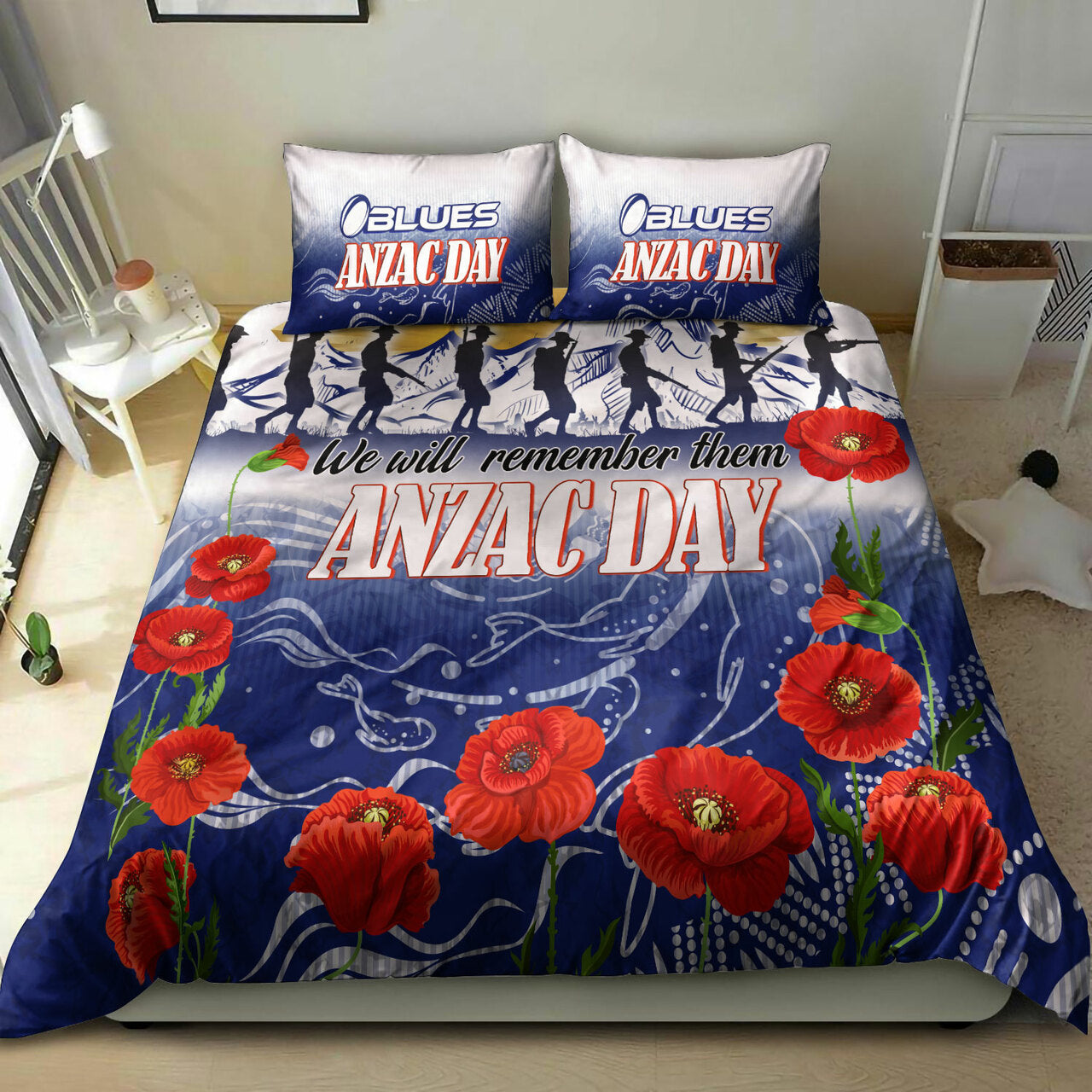 Blues Rugby Bedding Set - Custom ANZAC Blues Rugby Mountain Style Bedding Set LT10 - Vibe Hoodie Shop