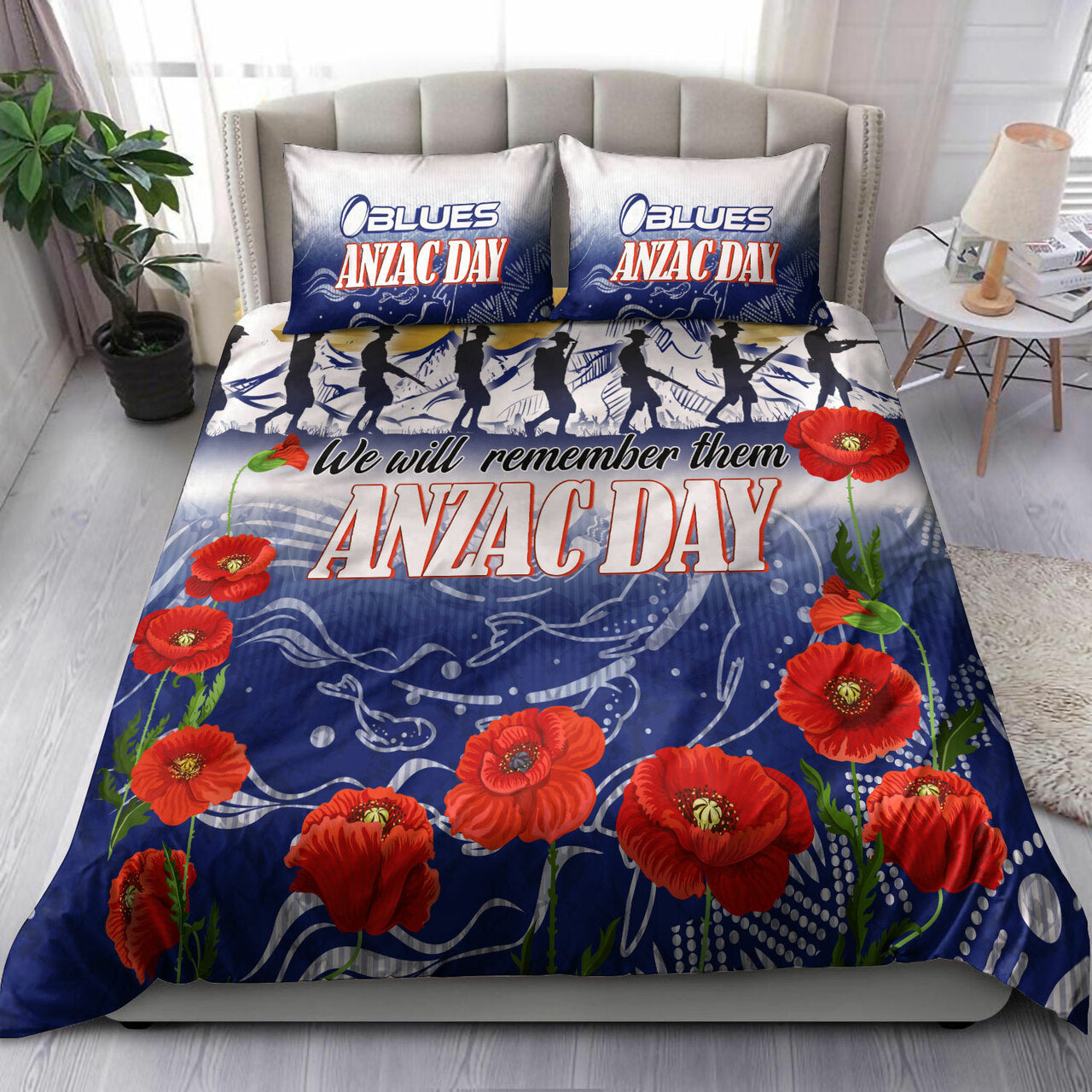 Blues Rugby Bedding Set - Custom ANZAC Blues Rugby Mountain Style Bedding Set LT10 - Vibe Hoodie Shop