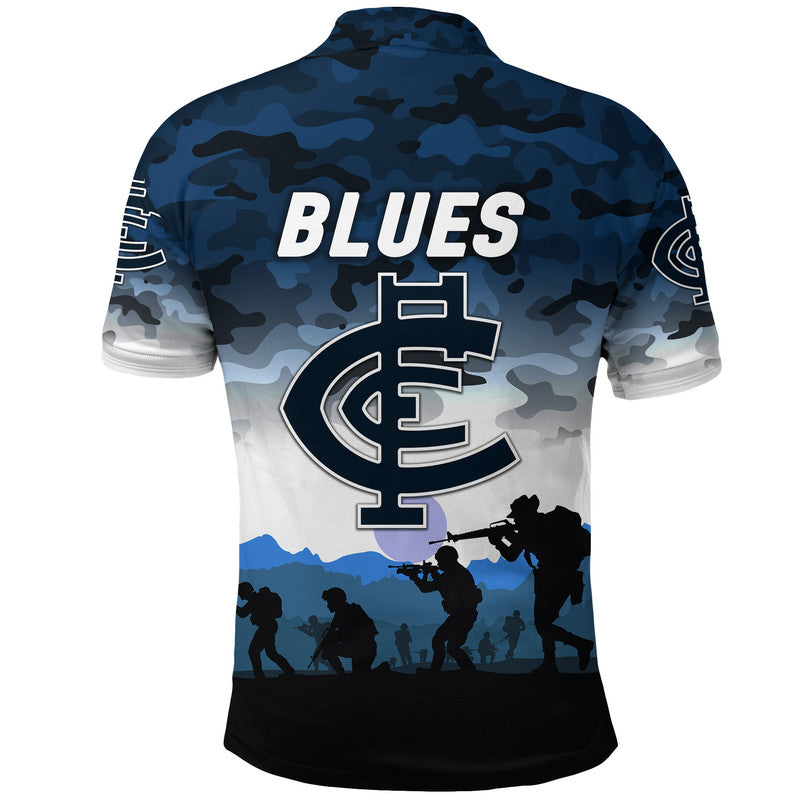 Carlton Blues ANZAC Polo Shirt Simple Style - Vibe Hoodie Shop