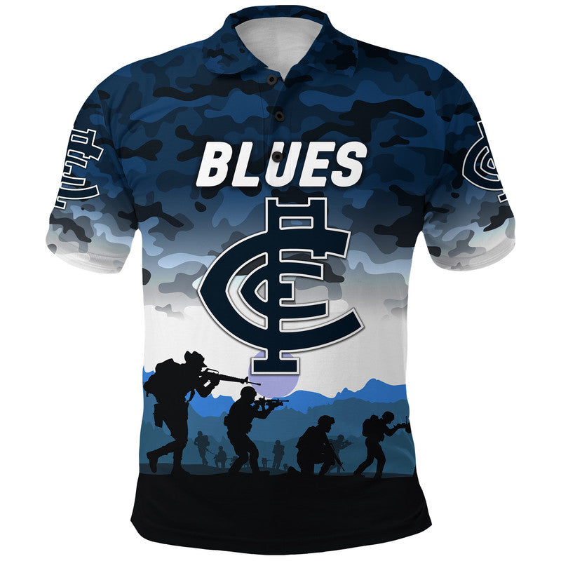 Carlton Blues ANZAC Polo Shirt Simple Style - Vibe Hoodie Shop