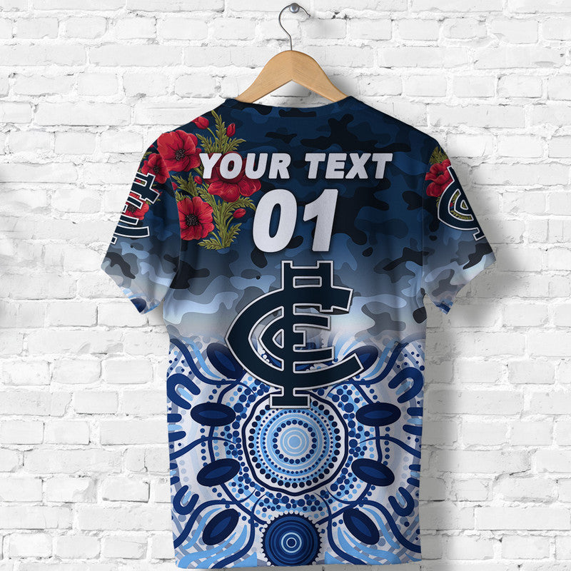 (Custom Personalised) Carlton Blues ANZAC T shirt Indigenous Vibes - Vibe Hoodie Shop