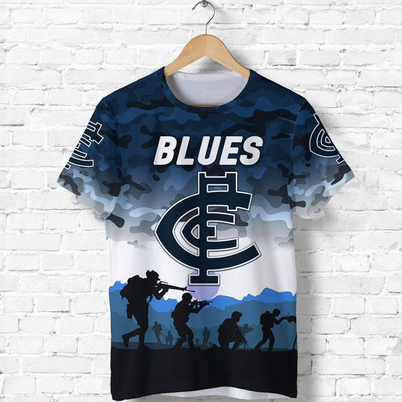 Carlton Blues ANZAC T shirt Simple Style - Vibe Hoodie Shop