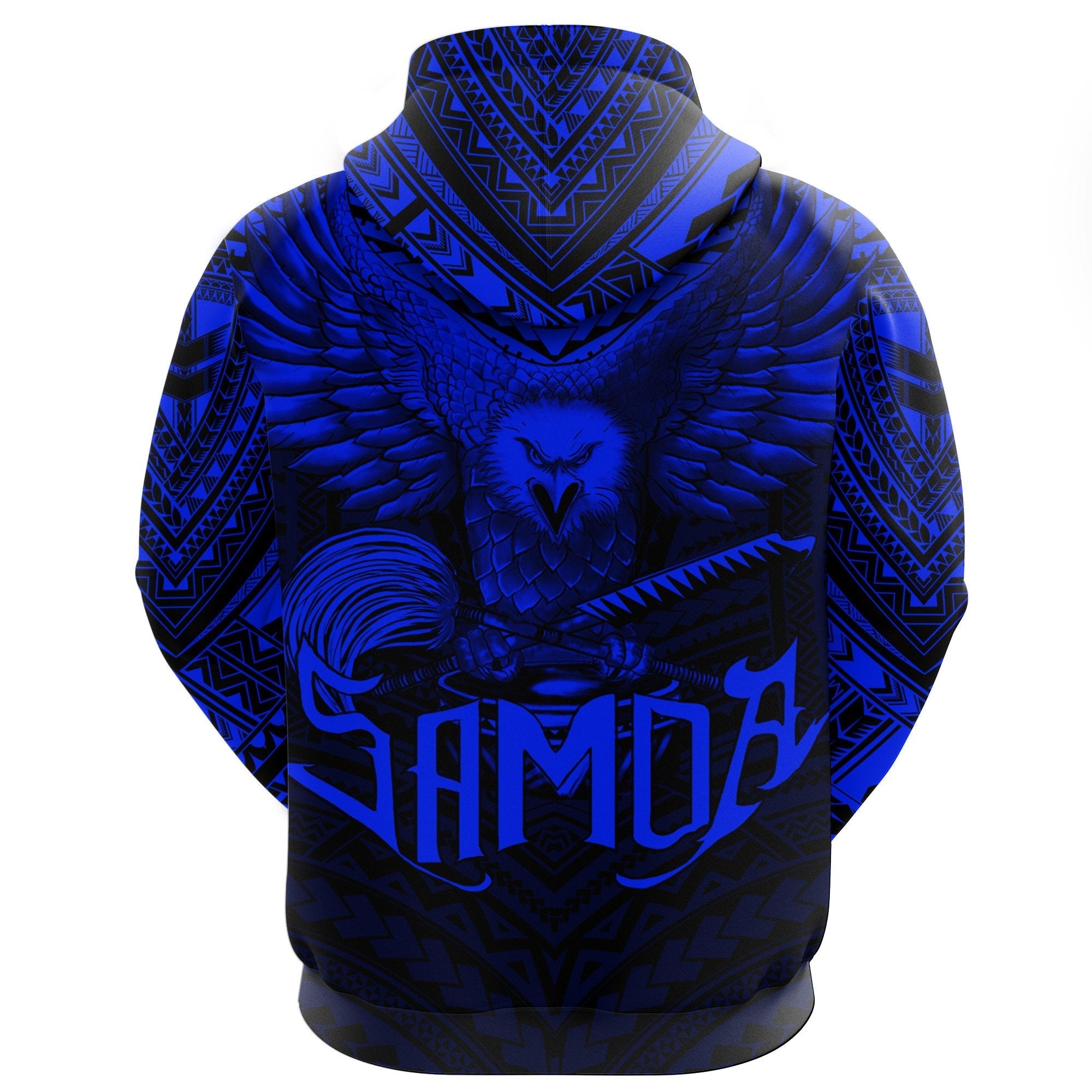 American Samoa Hoodie Eagle Tattoo Style Blue - Vibe Hoodie Shop