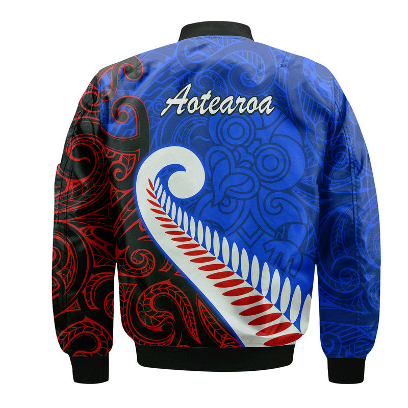 Waitangi Day Bomber Jacket Aotearoa Hei Tiki Silver Fern - Vibe Hoodie Shop