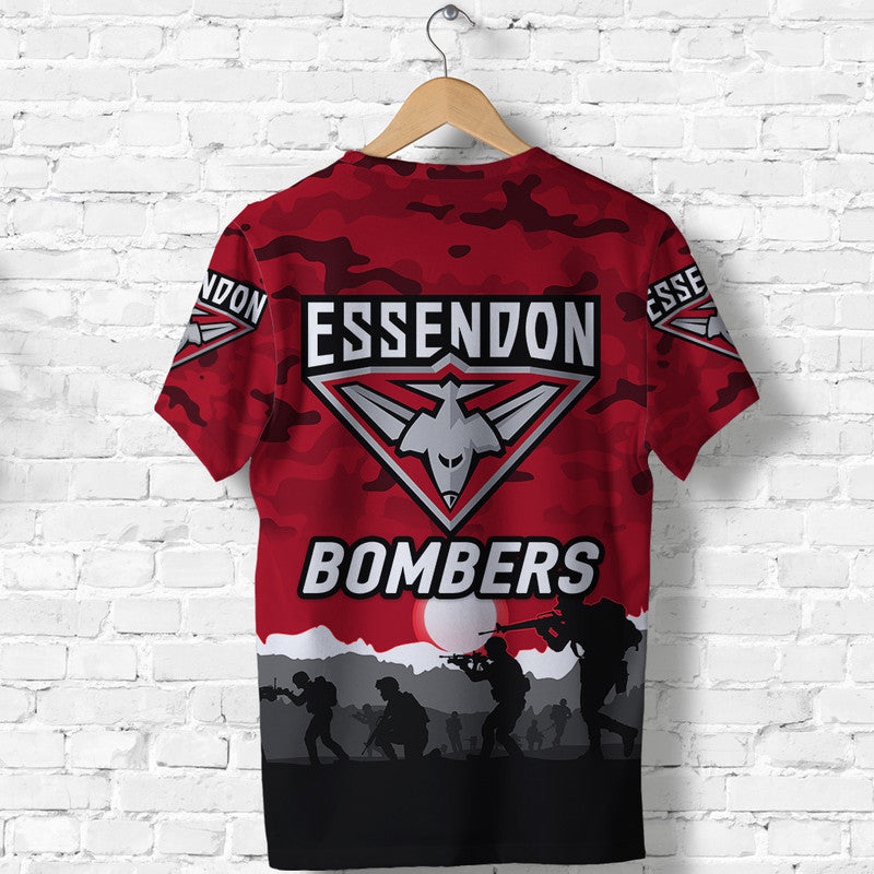 Essendon Bombers ANZAC T shirt Simple Style - Red - Vibe Hoodie Shop