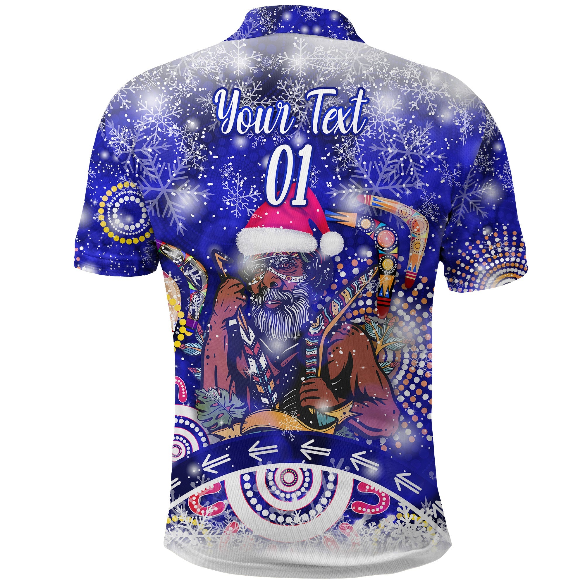 (Custom Personalised) Australian Boomerang Indigenous Vibes Christmas Polo Shirt Original Style - Blue - Vibe Hoodie Shop