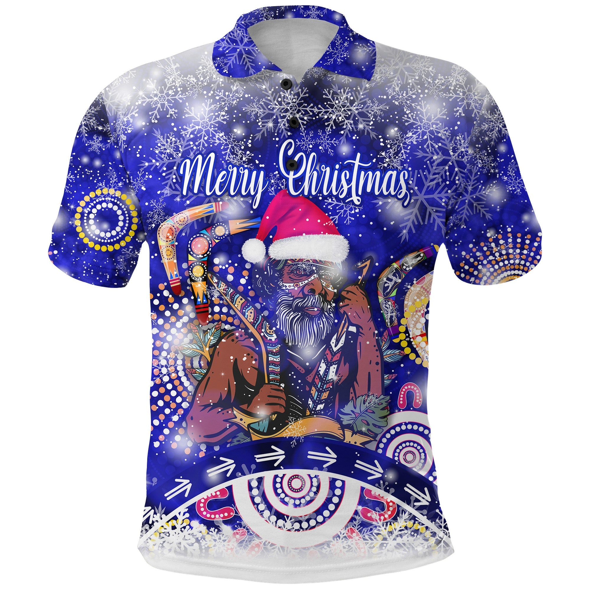 (Custom Personalised) Australian Boomerang Indigenous Vibes Christmas Polo Shirt Original Style - Blue - Vibe Hoodie Shop