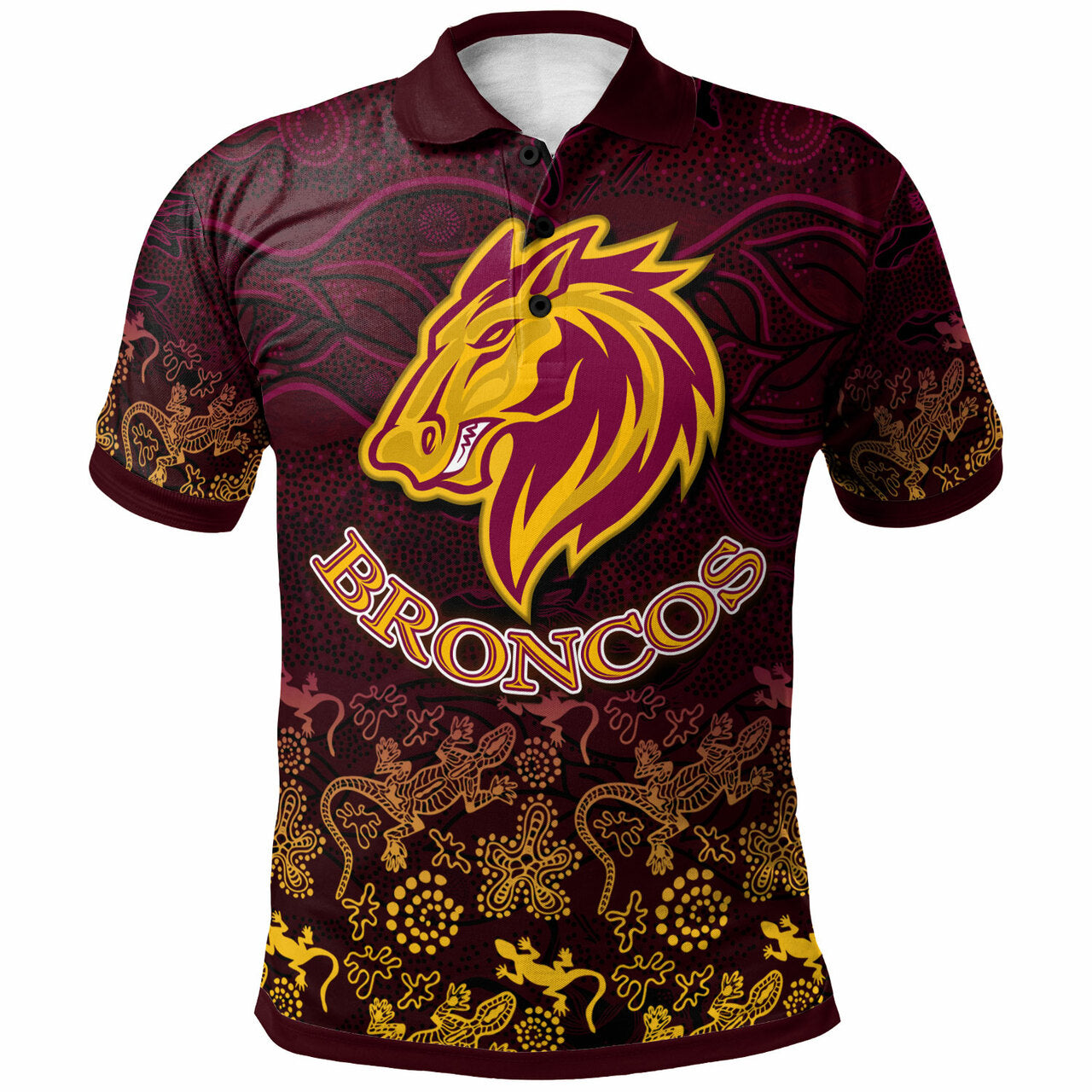 Broncos Rugby Polo Shirt - Custom Broncos Animals In Aboriginal Art Polo Shirt LT10 - Vibe Hoodie Shop