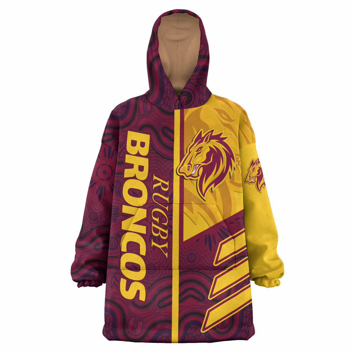 Broncos Rugby Snug Hoodie - Custom Broncos Logo Aboriginal Indigenous Sport Style Wearable Blanket Hoodie RLT14 - Vibe Hoodie Shop