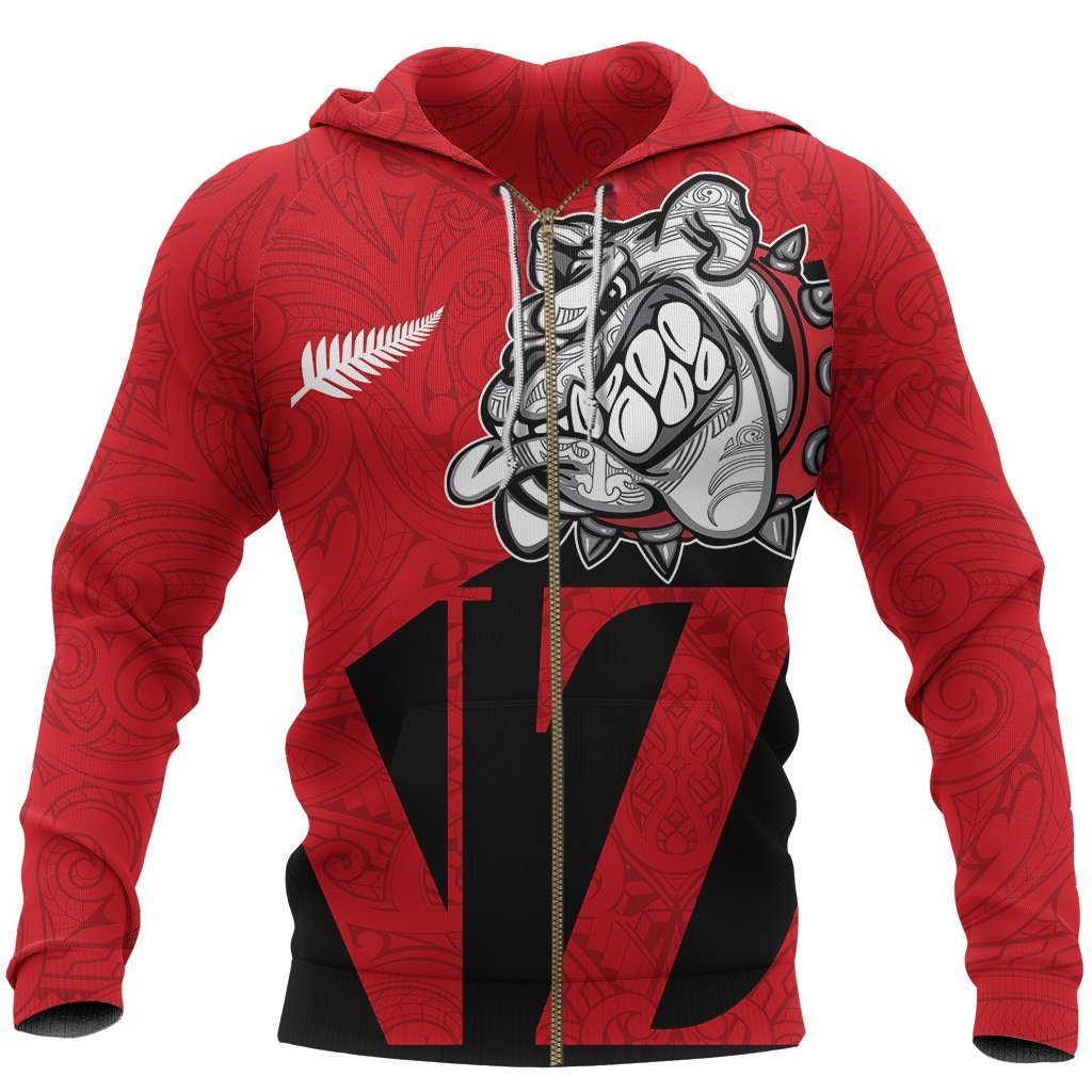 New Zealand Bulldog Zip Hoodie, Maori Bulldog Full Zip Hoodie K5 Merchize - Vibe Hoodie Shop