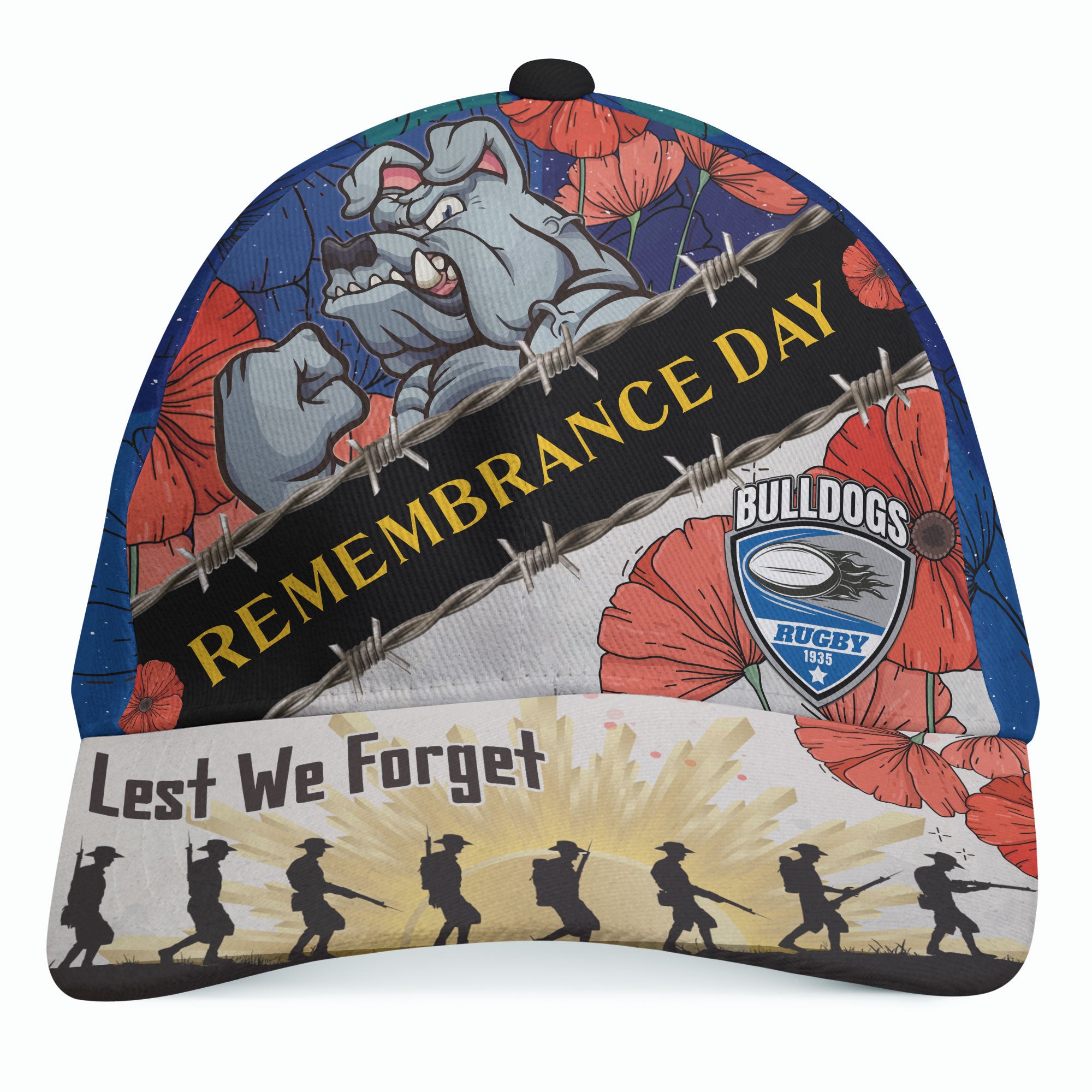 Bulldogs Rugby Cap - Remembrance Day LEST WE FORGET Cap - Vibe Hoodie Shop