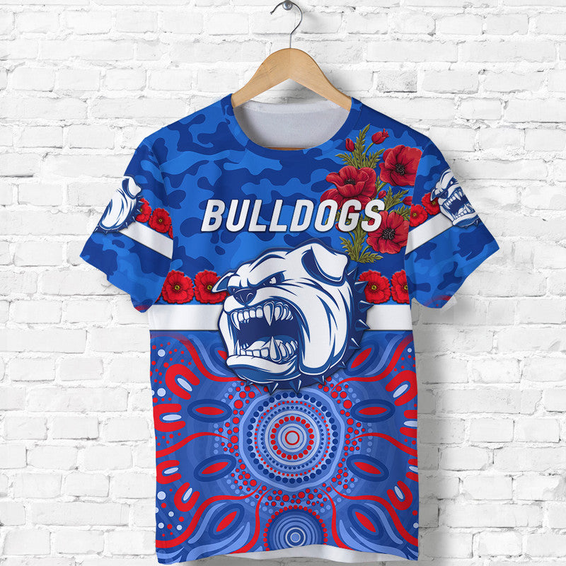 (Custom Personalised) Western Bulldogs ANZAC T shirt Indigenous Vibes - Vibe Hoodie Shop