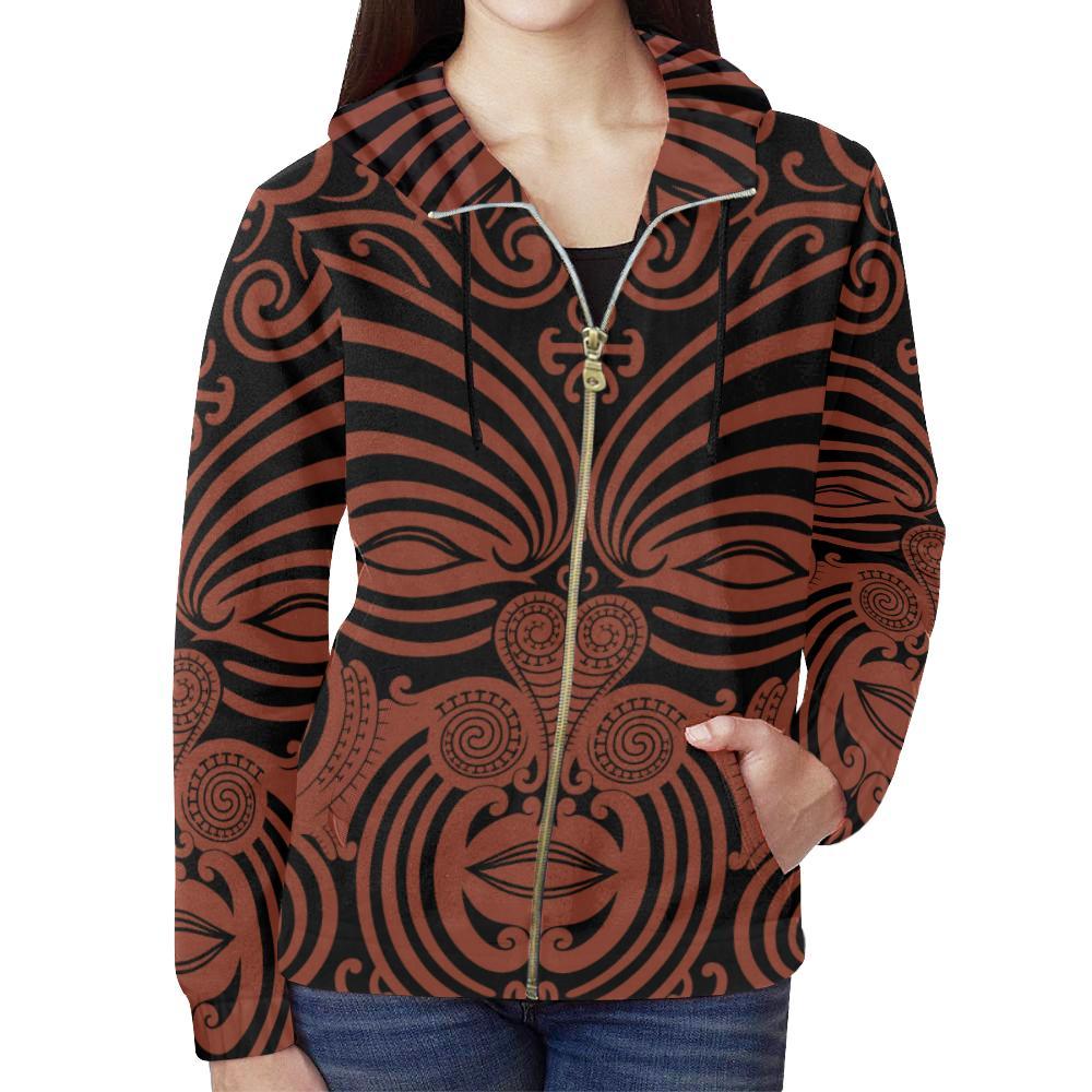 New Zealand Hoodie Moko Maori Zip - Up - Vibe Hoodie Shop