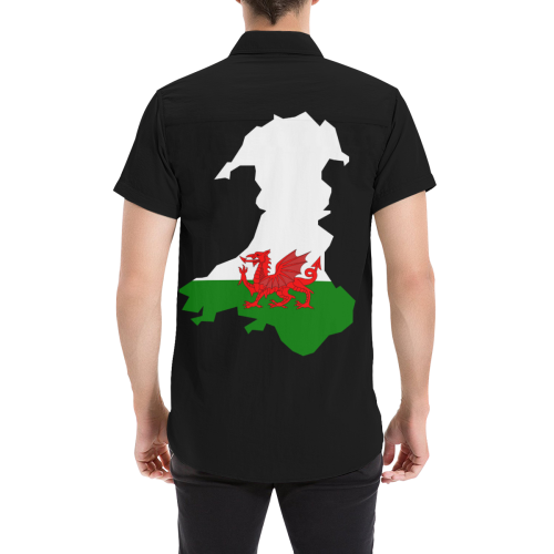 Wales Map With Cymru Am Byth And Welsh Dragon Men's All Over Print Short Sleeve Shirt - Vibe Hoodie Shop