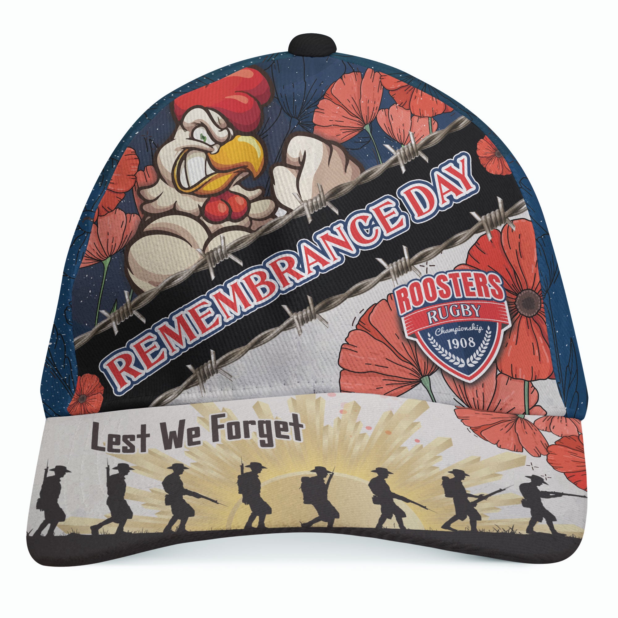 Roosters Rugby Cap - Remembrance Day LEST WE FORGET Cap - Vibe Hoodie Shop