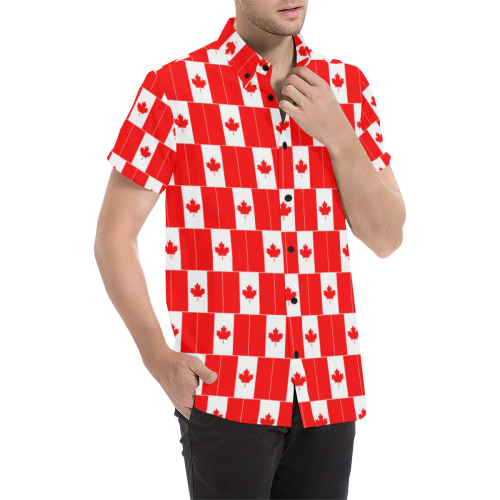 Canada Shirt - Flag Pattern Men's Short Sleeve - Vibe Hoodie Shop