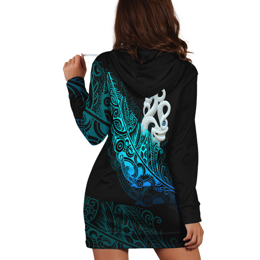 Aotearoa Hoodie Dress Fern Mix Manaia Matau - Vibe Hoodie Shop