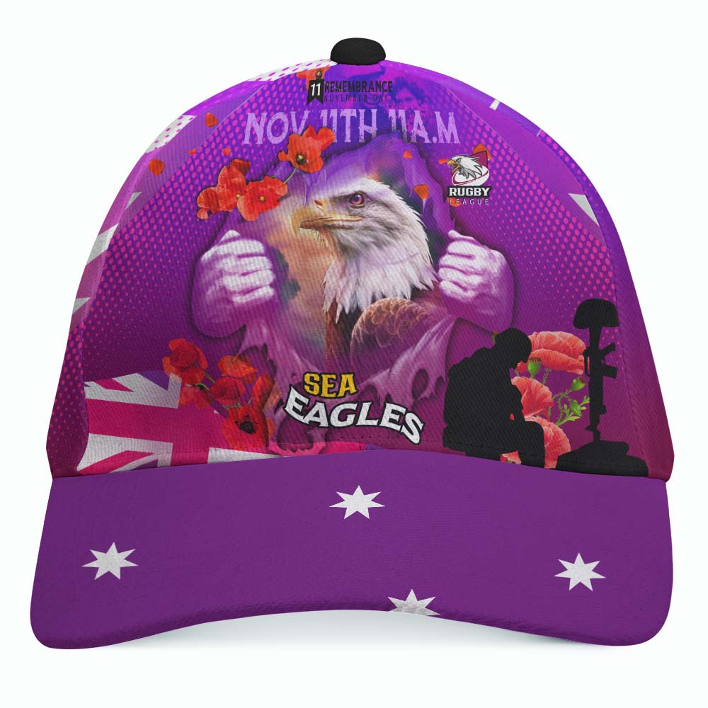 Sea Eagles Rugby Cap - Remembrance Day Rugby Team Poppies Cap - Vibe Hoodie Shop