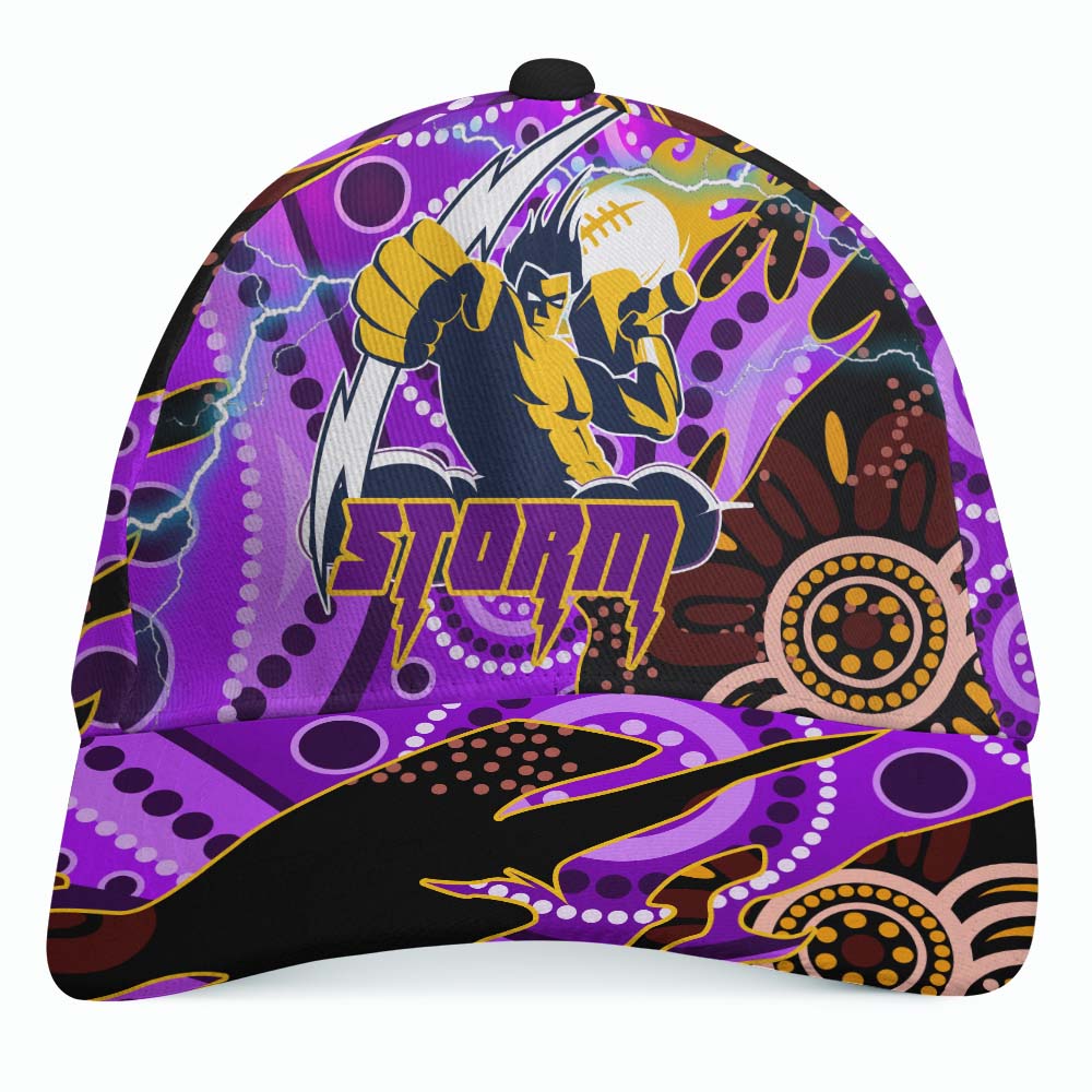 Storm Rugby Cap - Storm Rugby Team with Aboriginal Dot Painting and Indigenous Pattern - Vibe Hoodie Shop